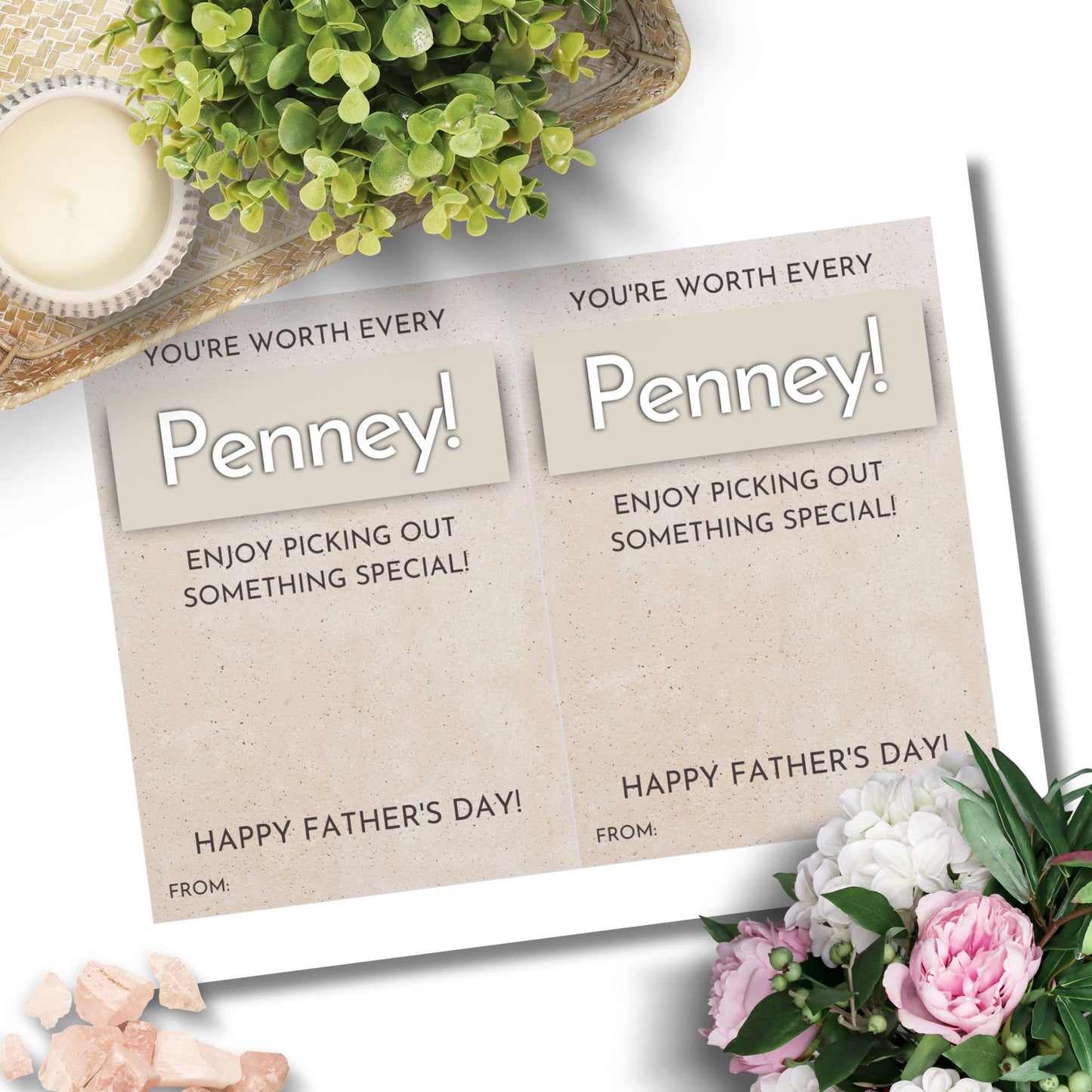 Fathers Day card featuring the phrase Youre worth every Penney! Enjoy picking out something special! Perfect for pairing with a JCPenney gift card.