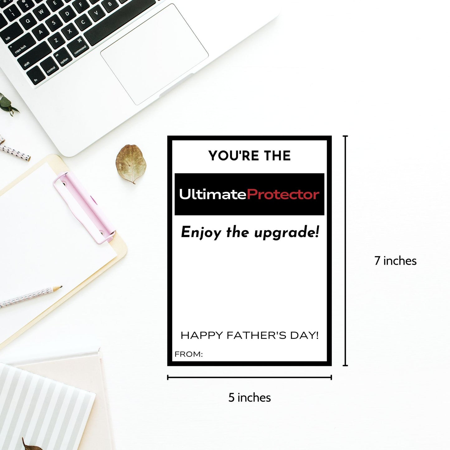 Fathers Day card with Youre the Ultimate Protector! Enjoy the upgrade! message, ideal for pairing with a WeatherTech gift card, emphasizing protection and vehicle care.