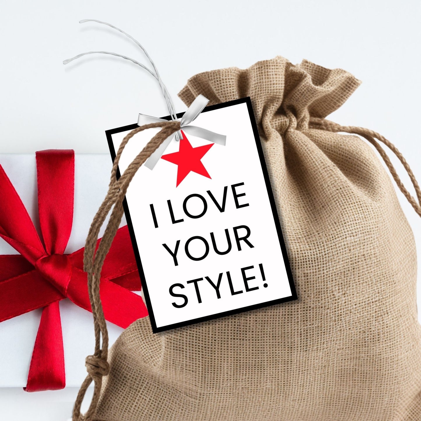 Eight Macys-themed Fathers Day gift tags displayed in two rows of four. Each tag features a message about loving dads style, with a customizable name slot and a red star icon.