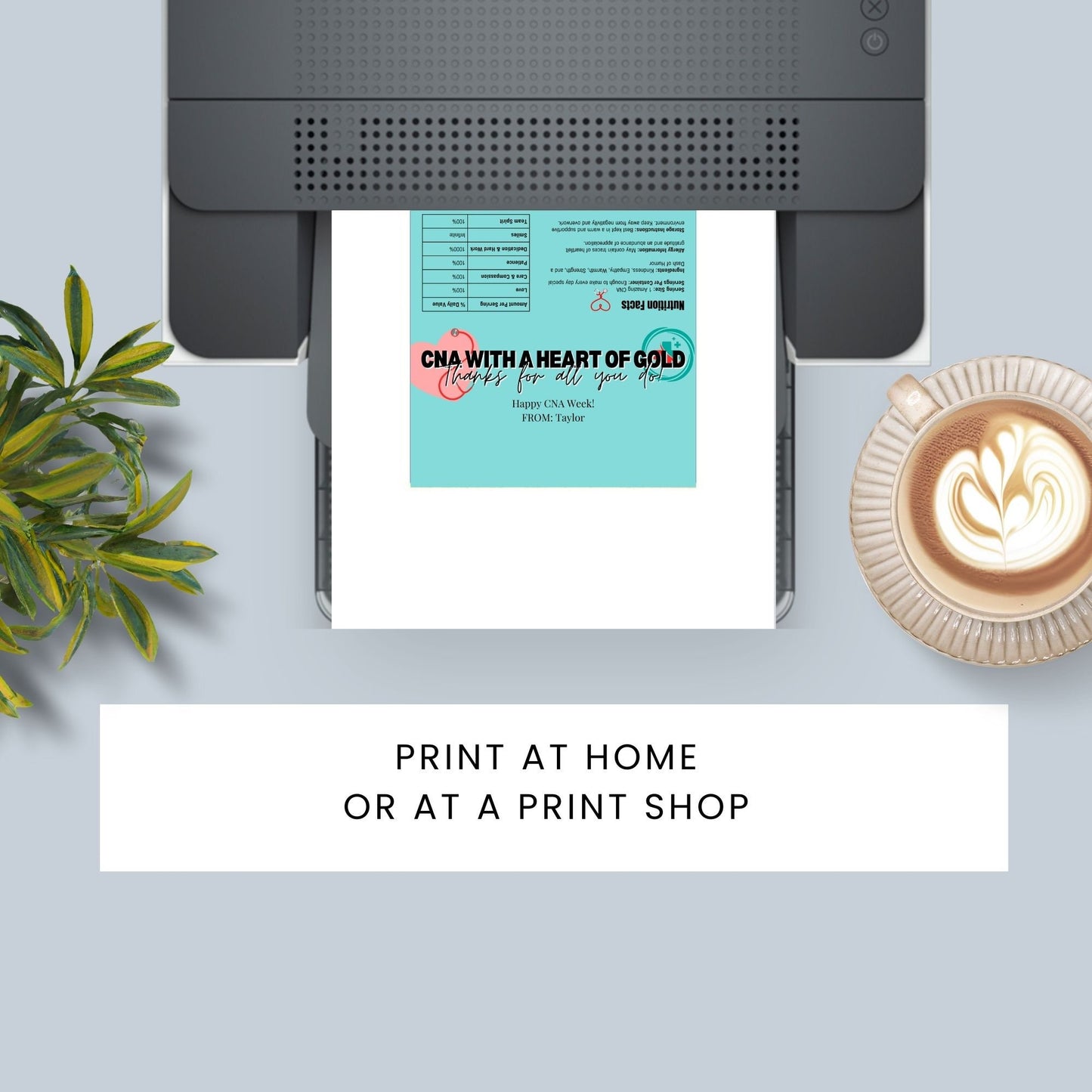 Printable chocolate bar wrapper for CNA Week with a charming pastel design, reading CNA with a Heart of Gold. Thanks for all you do! in bold text.