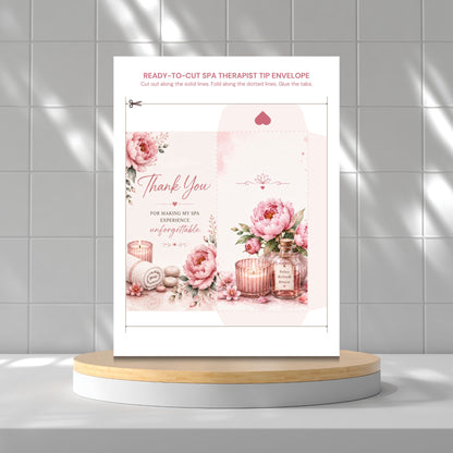 Printable Spa Therapist Tip Envelopes Bundle | 10 Elegant Spa Thank You Money Holders | Massage Therapist Appreciation Gift | Instant Download PDF