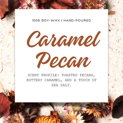 A set of 10 customizable Fall-themed candle labels for scents like Apple Pie, Caramel Pecan, and Vanilla Pumpkin. These 2.75-inch square labels are perfect for adding a personalized touch to handmade or store-bought candles and are available as editable templates.