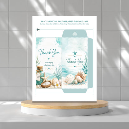 Printable Spa Therapist Tip Envelopes Bundle | 10 Elegant Spa Thank You Money Holders | Massage Therapist Appreciation Gift | Instant Download PDF