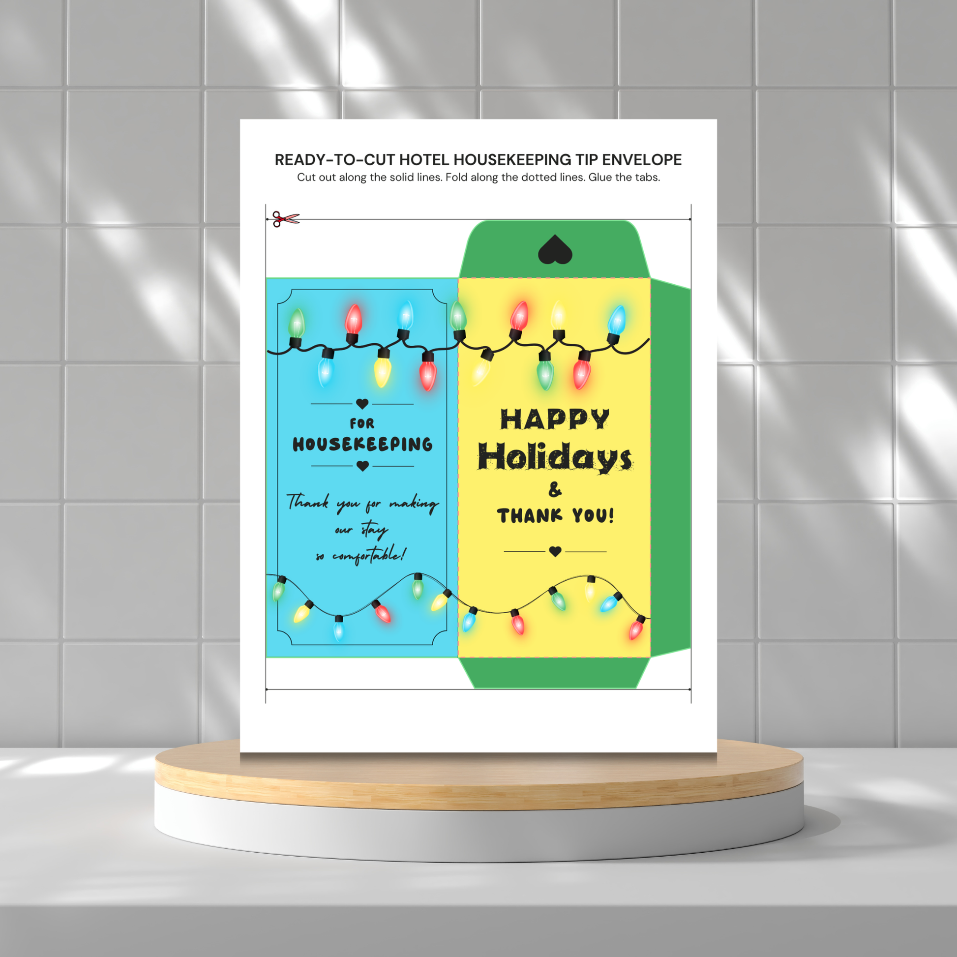 Printable bundle of 10 hotel housekeeping tip envelopes featuring botanical, minimalist, floral, beach, mountain lodge, family travel, luxury gold, heartfelt gratitude, and holiday-themed printable money holders for hotel staff appreciation.