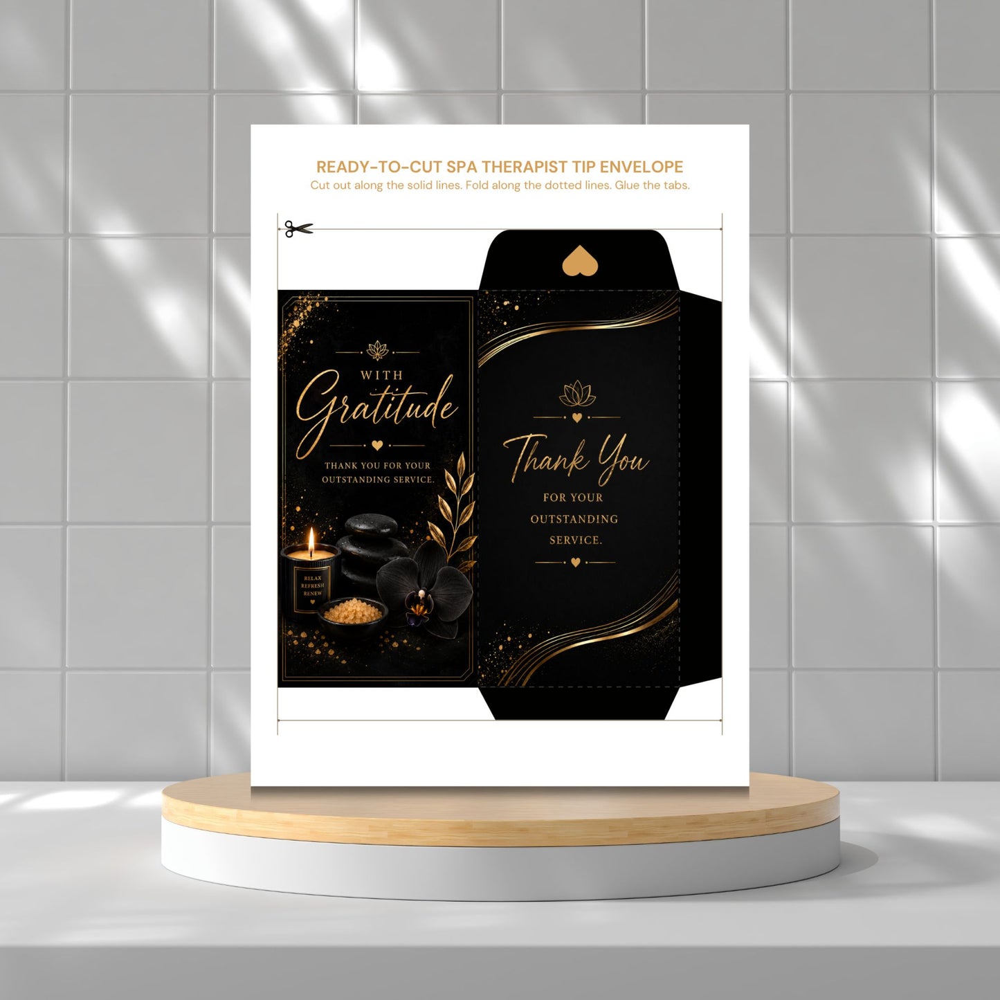 Printable Spa Therapist Tip Envelopes Bundle | 10 Elegant Spa Thank You Money Holders | Massage Therapist Appreciation Gift | Instant Download PDF
