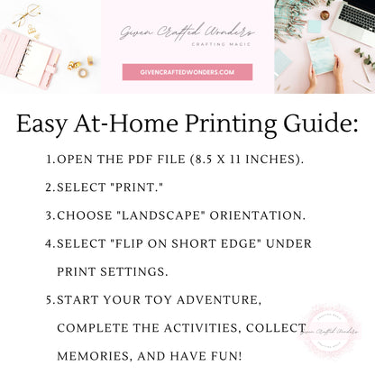 Toy Adventure Passport Printable Activity Book for Kids | Adventure Journal, Scavenger Hunt, Travel Activity, Imagination Workbook, Instant Download