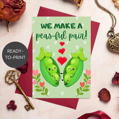 20 Printable Vegetable/Legume/Herb-Themed Valentine's Day Cards | 5x7 & 8.5x11 Ready-to-Print Bundle | Given Crafted Wonders