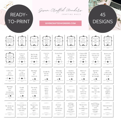 Minimalist black and white rhyming Valentine card printable for work besties and coworkers, designed in a clean office-friendly style.