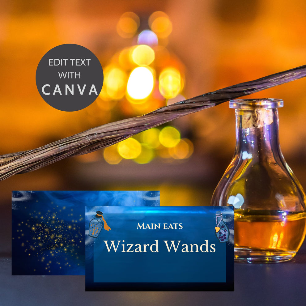 Editable Wizard Party Place Cards | Magical Food Labels Table Name Tag ...