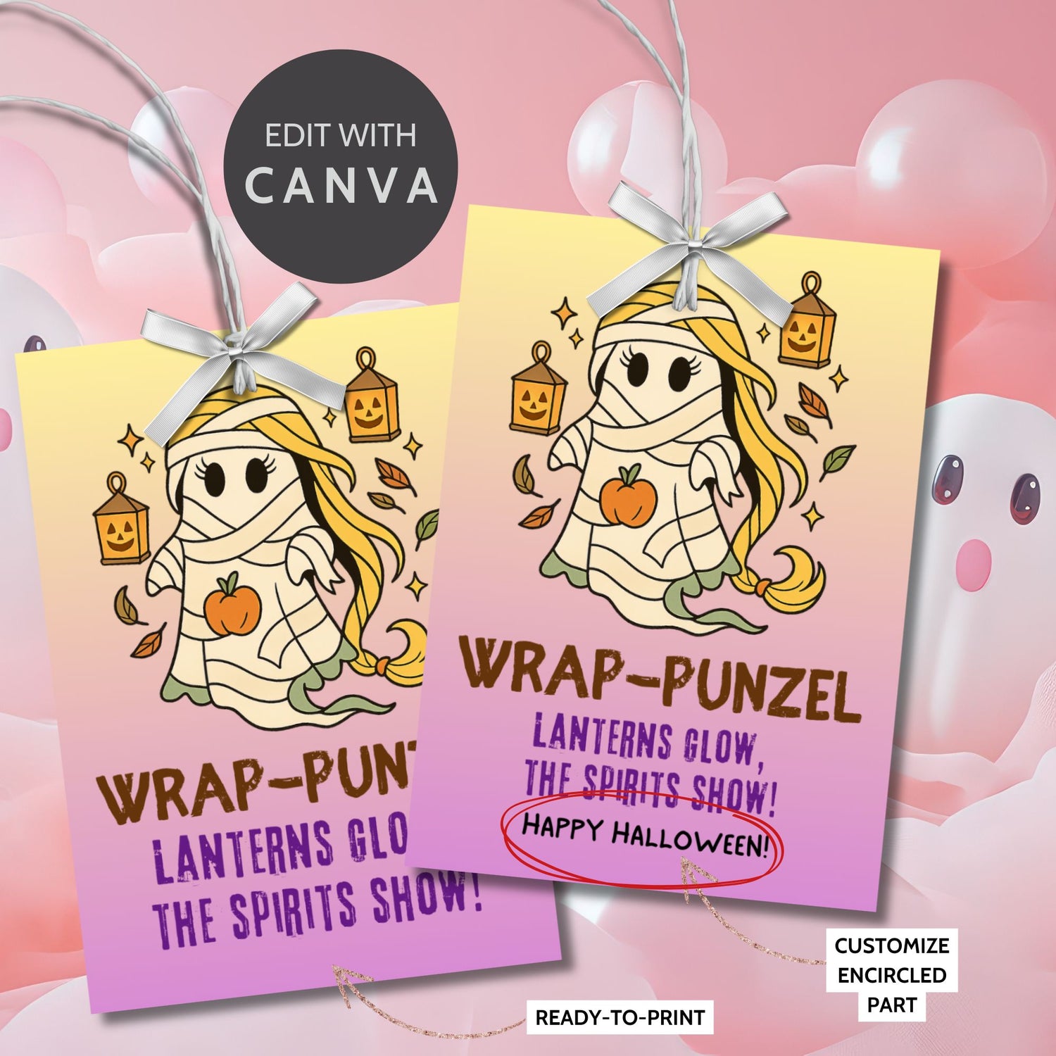 Once Upon a Boo – Princesses gift tags! Printable & editable Halloween tags with spooky-cute princess designs. Perfect for treats & parties.