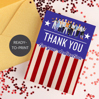 Printable Labor Day Thank You Cards - 5x7 size, featuring a patriotic design, perfect for employee appreciation and recognition, with bonus 5x7 file