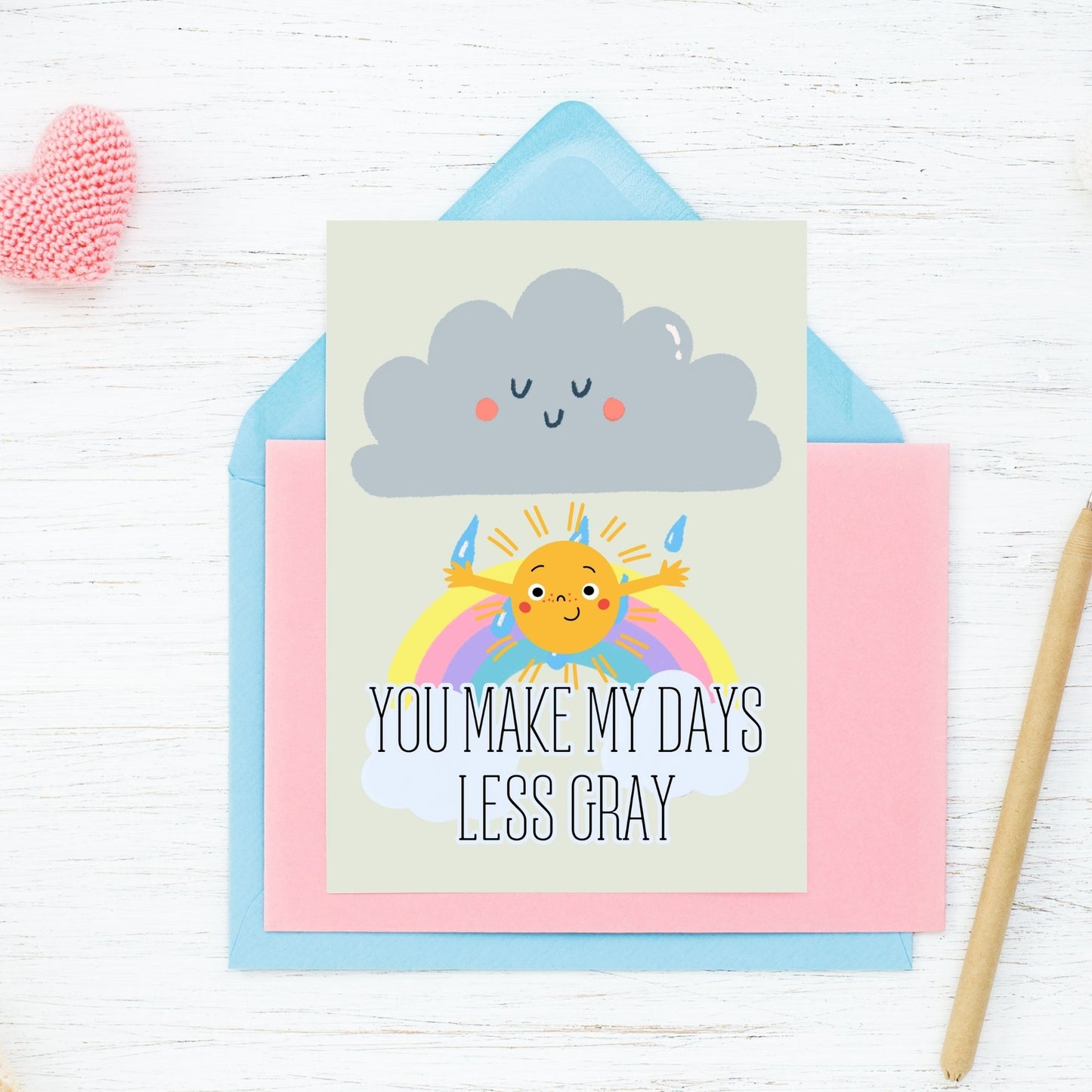 Heartfelt Printable Valentine's Day Greeting Card | 5x7 PDF with "You Make My Days Less Gray" | Instant Download | Given Crafted Wonders