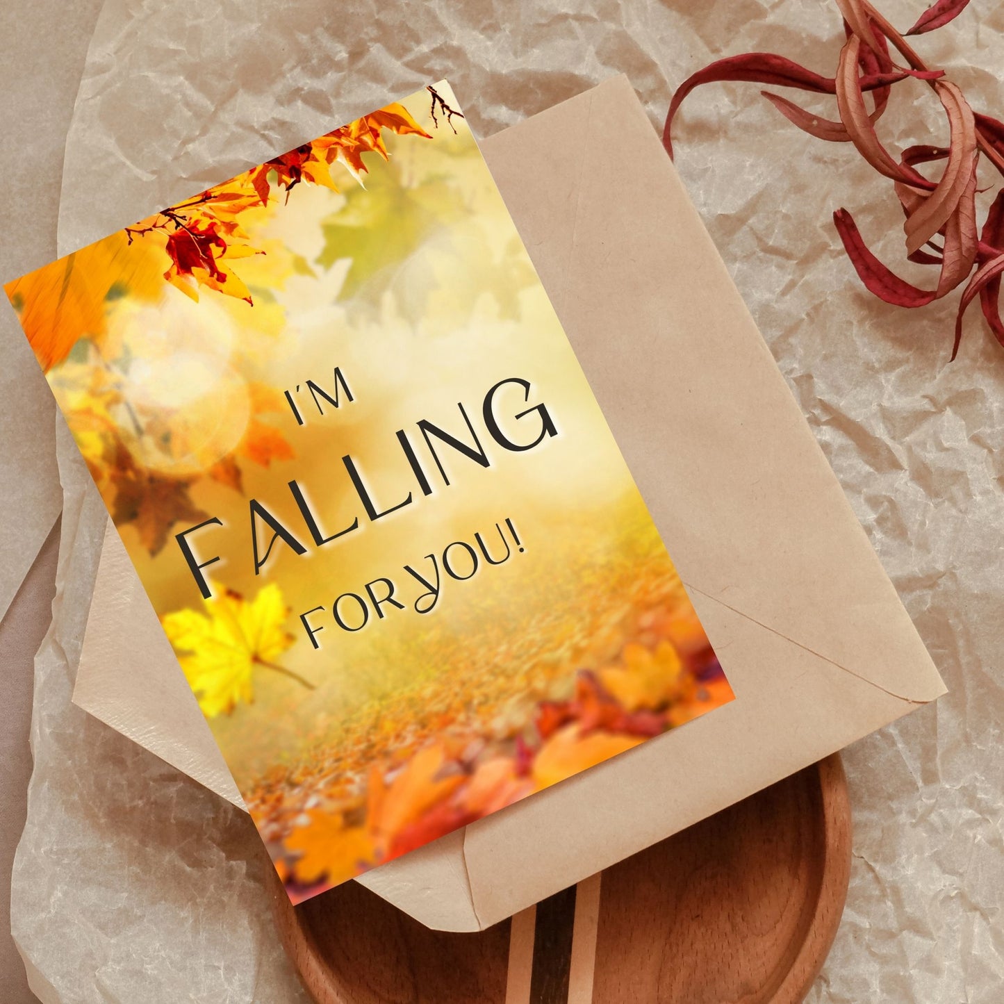 Printable Fall Thanksgiving Greeting Cards | I'm Falling For You | 5x7 PDF | Given Crafted Wonders