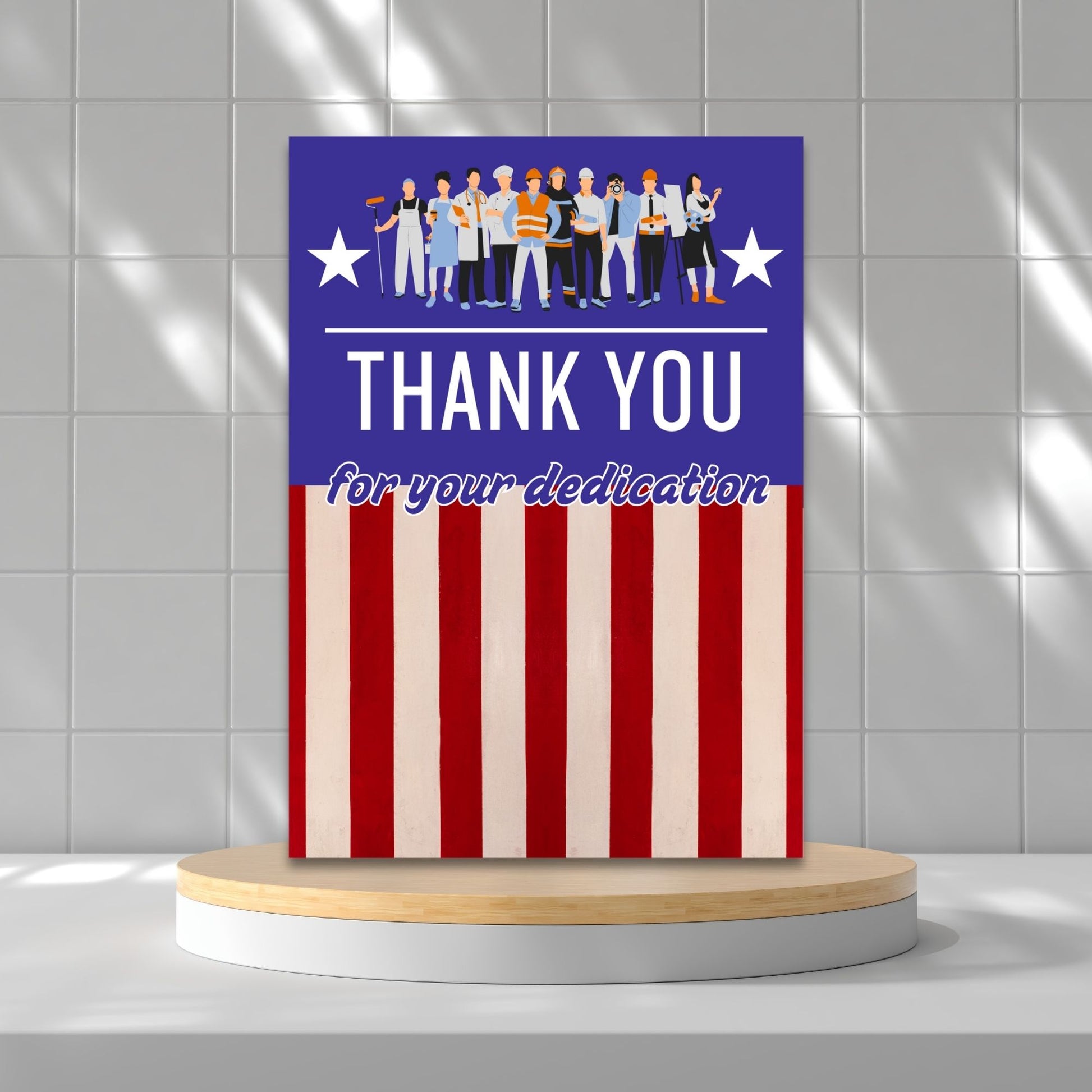 Printable Labor Day Thank You Cards - 5x7 size, featuring a patriotic design, perfect for employee appreciation and recognition, with bonus 5x7 file