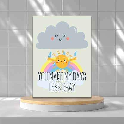 Heartfelt Printable Valentine's Day Greeting Card | 5x7 PDF with "You Make My Days Less Gray" | Instant Download | Given Crafted Wonders