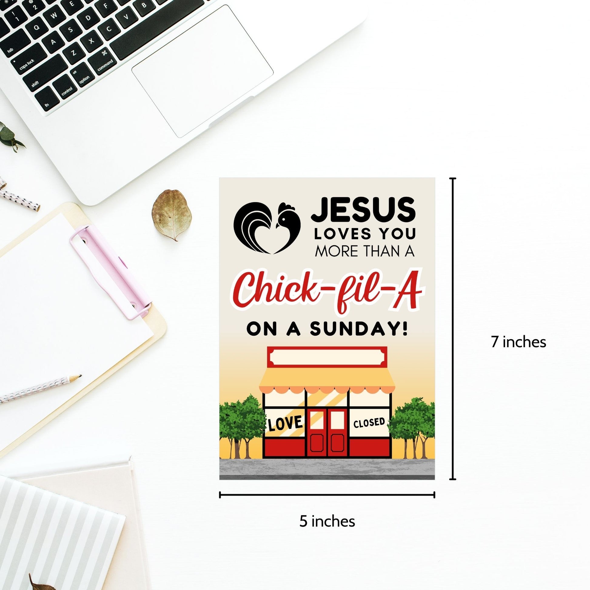 A beautifully designed Christian Valentine’s Day card featuring the phrase "Jesus Loves You More Than a Chick-fil-A on a Sunday." Perfect for church members, pastors, and loved ones who cherish faith-based humor. Instant download printable in 5x7 PDF format.