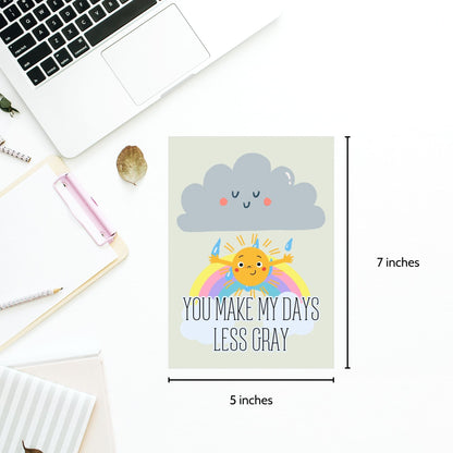 Heartfelt Printable Valentine's Day Greeting Card | 5x7 PDF with "You Make My Days Less Gray" | Instant Download | Given Crafted Wonders