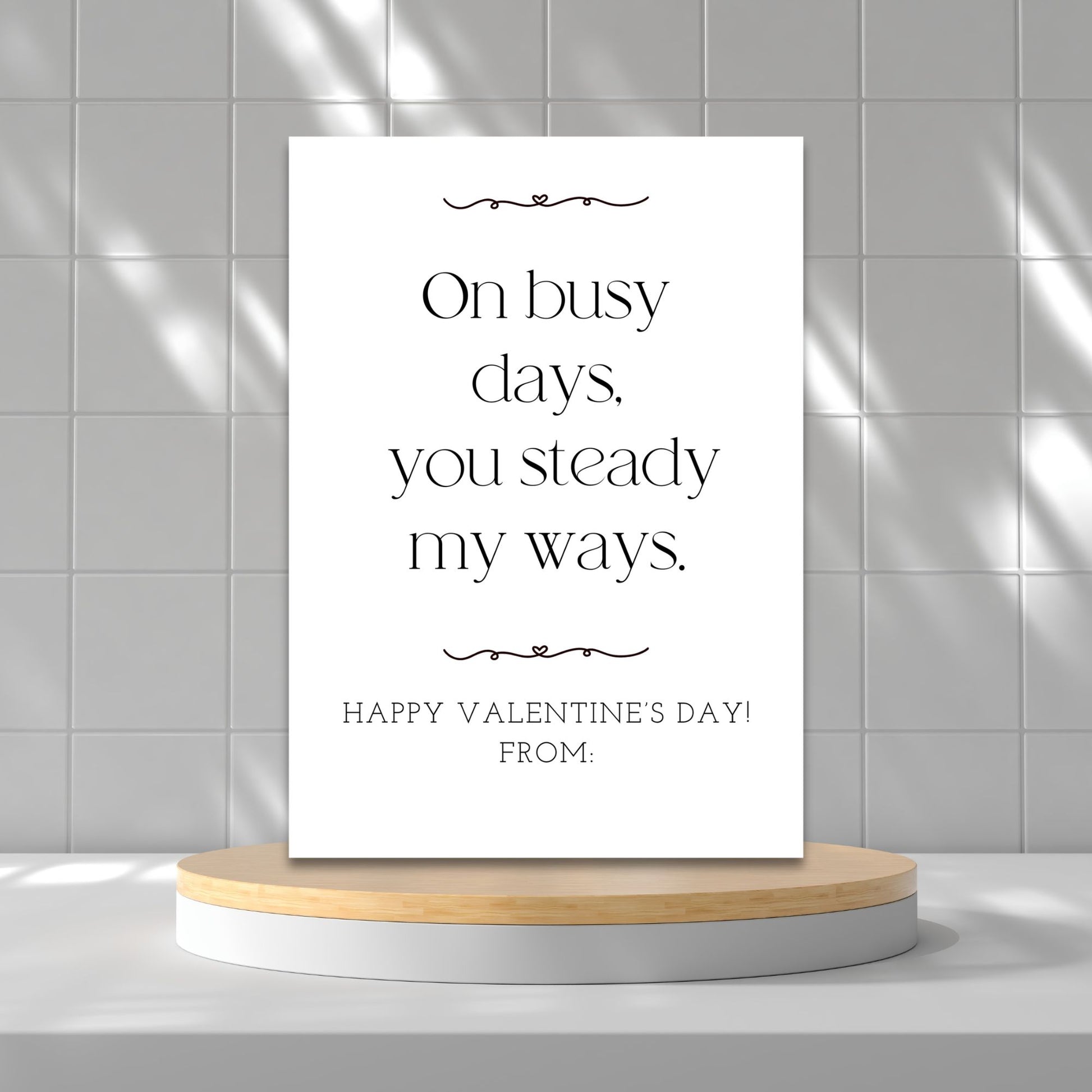 Minimalist black and white rhyming Valentine card printable for work besties and coworkers, designed in a clean office-friendly style.