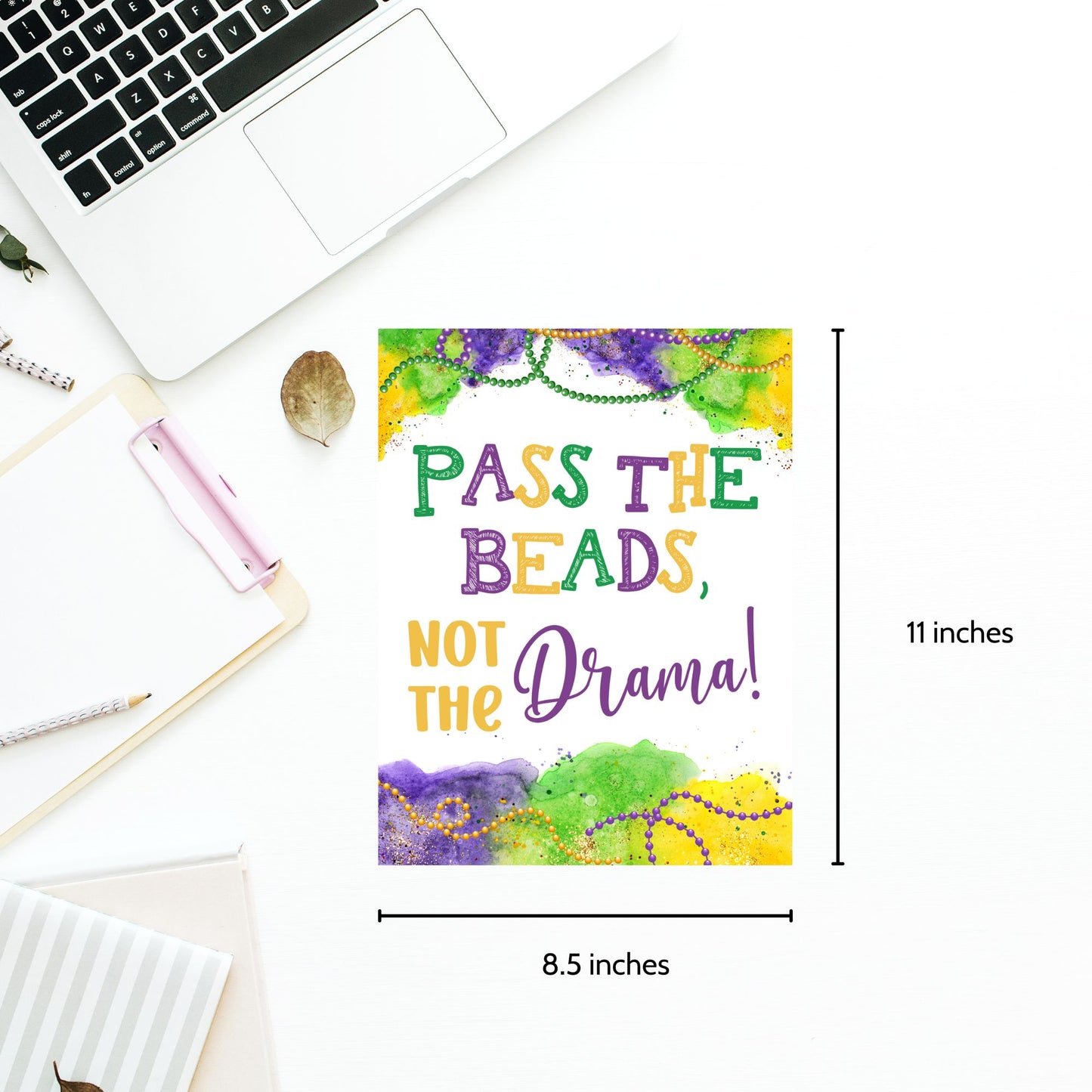 Printable Mardi Gras table signs featuring vibrant purple, gold, and green designs, perfect for themed party decor, drink stations, and festive event displays.