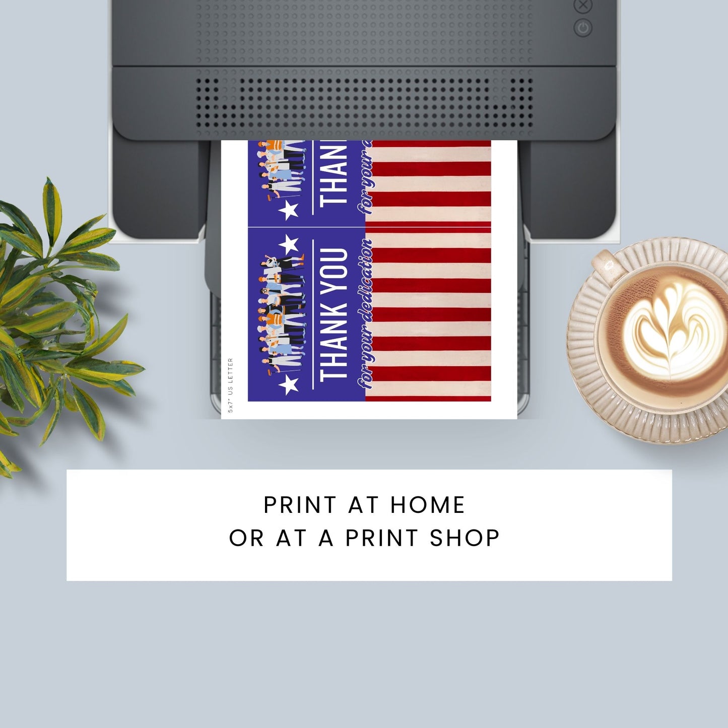 Printable Labor Day Thank You Cards - 5x7 size, featuring a patriotic design, perfect for employee appreciation and recognition, with bonus 5x7 file