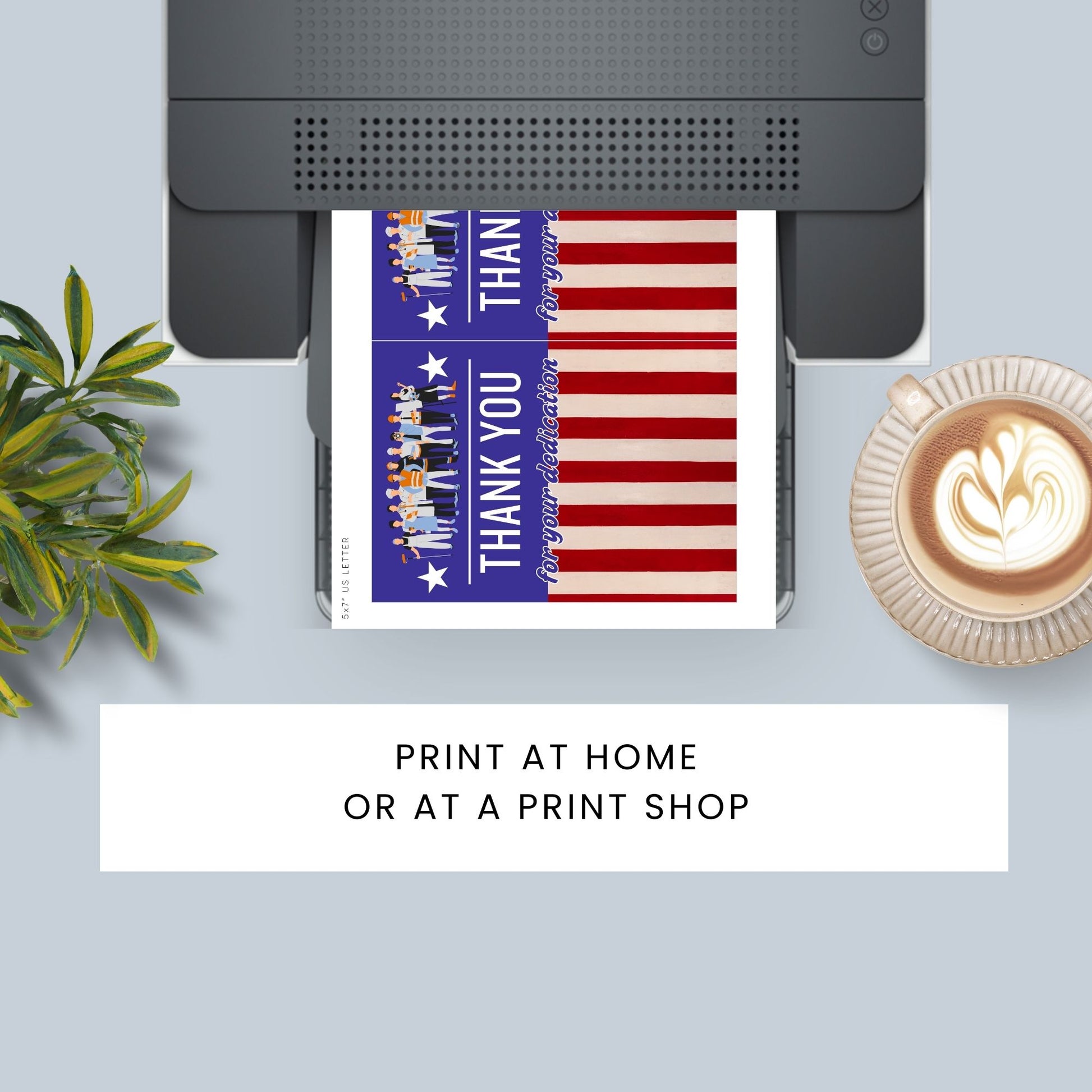 Printable Labor Day Thank You Cards - 5x7 size, featuring a patriotic design, perfect for employee appreciation and recognition, with bonus 5x7 file