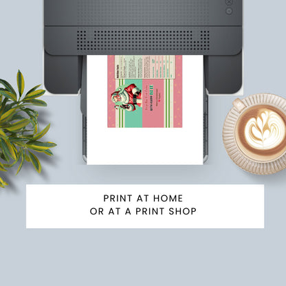 Printer on a desk with a printed document, plant, and coffee cup.