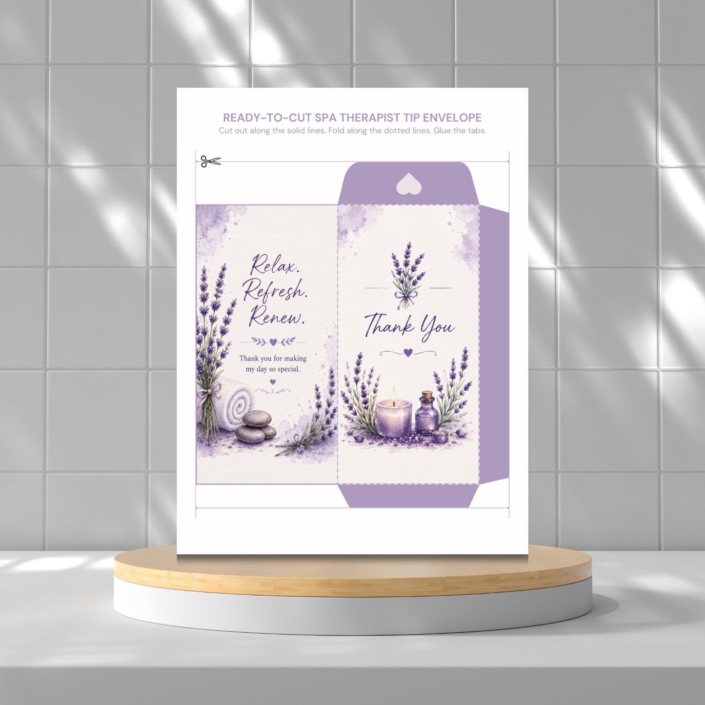 Printable Spa Therapist Tip Envelopes Bundle | 10 Elegant Spa Thank You Money Holders | Massage Therapist Appreciation Gift | Instant Download PDF