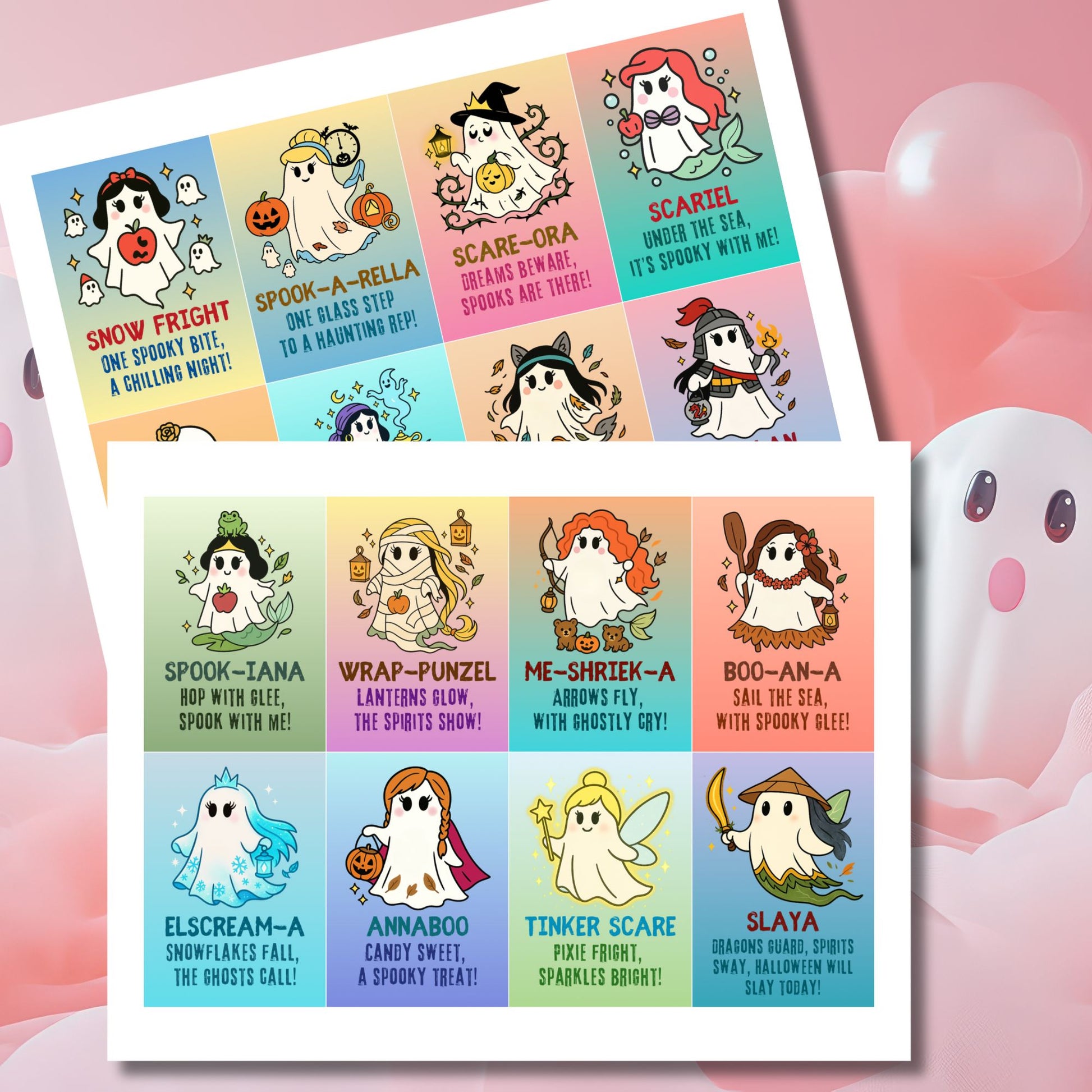 Once Upon a Boo – 16 Princesses gift tags! Printable & editable Halloween tags with spooky-cute princess designs. Perfect for treats & parties.
