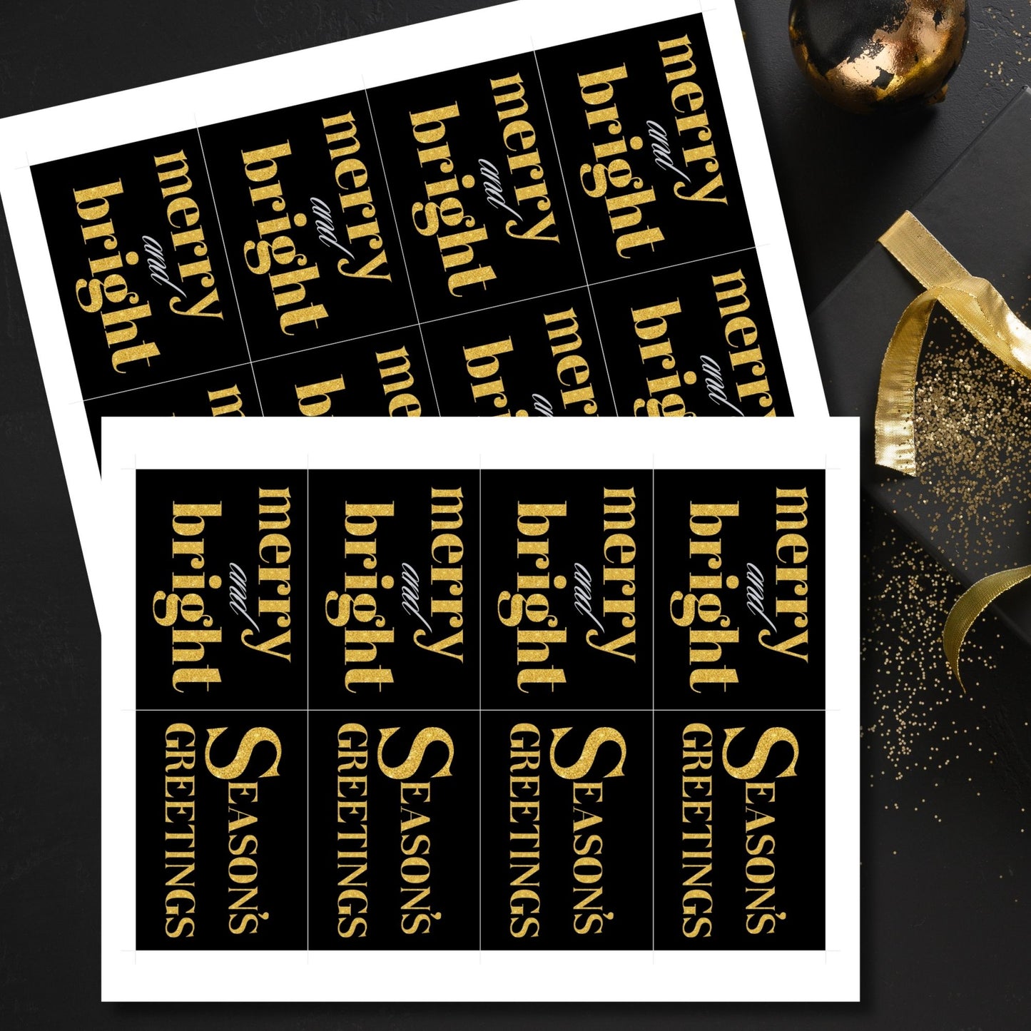 Printable Black and Gold Christmas Gift Tags | Ready-to-Print Elegant Holiday Tags | Given Crafted Wonders