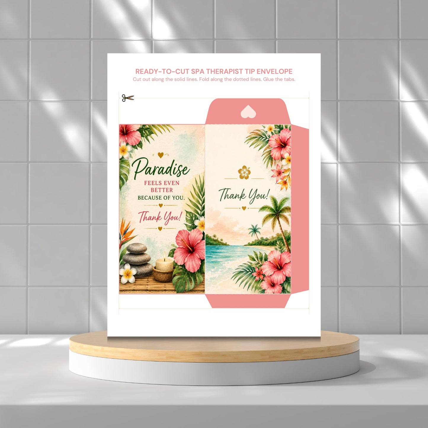Printable Spa Therapist Tip Envelopes Bundle | 10 Elegant Spa Thank You Money Holders | Massage Therapist Appreciation Gift | Instant Download PDF