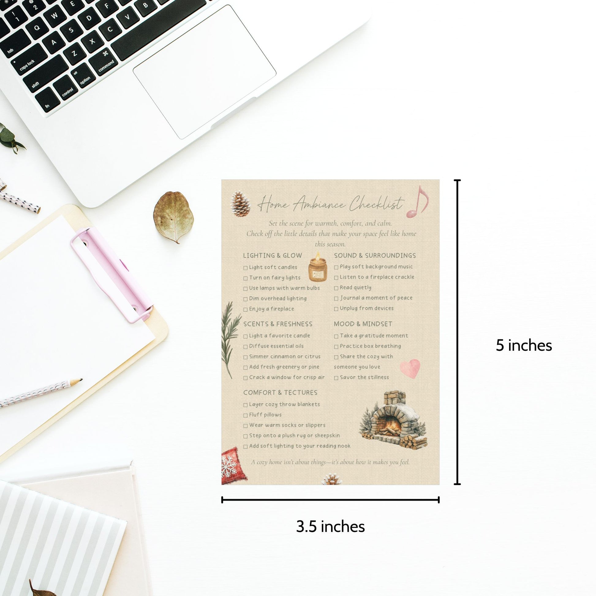 Cozy Christmas Passport Printable – 40-page hygge holiday journal with watercolor illustrations, tasting logs, self-care pages, and winter reflections.