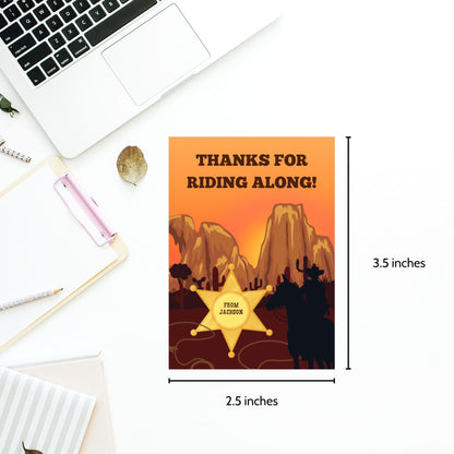Editable Wild West Thank You Gift Tags – Printable Cowboy Party Favor Labels (2.5x3.5")