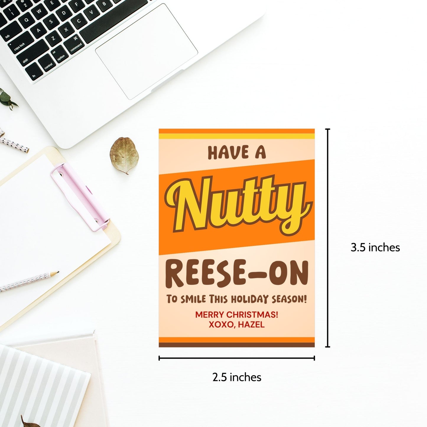 Festive holiday gift tags with a playful "Have a Nutty Reeson to Smile This Holiday Season!" message, perfect for nutty treats or chocolate gifts. Includes printable PDF and editable Canva template.