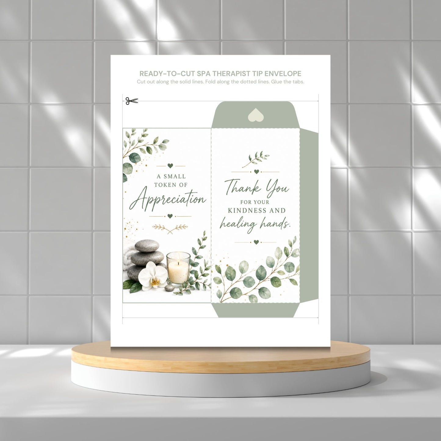 Printable Spa Therapist Tip Envelopes Bundle | 10 Elegant Spa Thank You Money Holders | Massage Therapist Appreciation Gift | Instant Download PDF