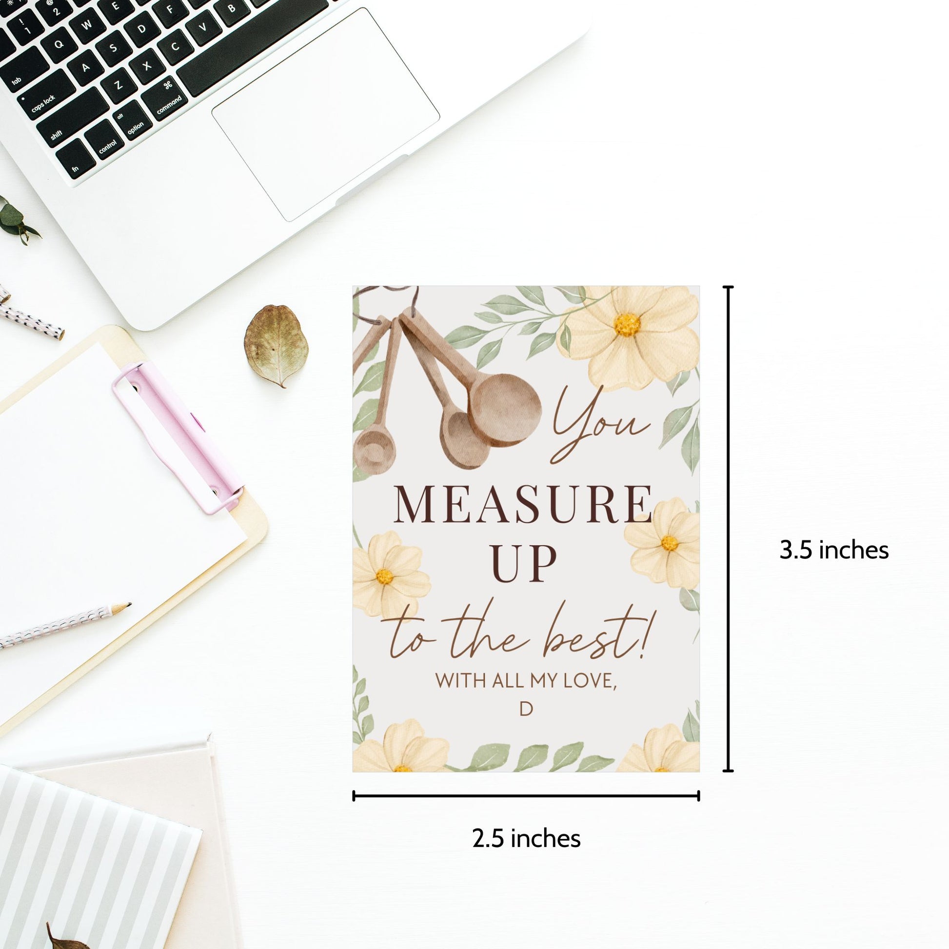 Printable and editable gift tag that reads “You Measure Up to the Best” with cute kitchen theme, perfect for caregivers, nurses, or staff appreciation.