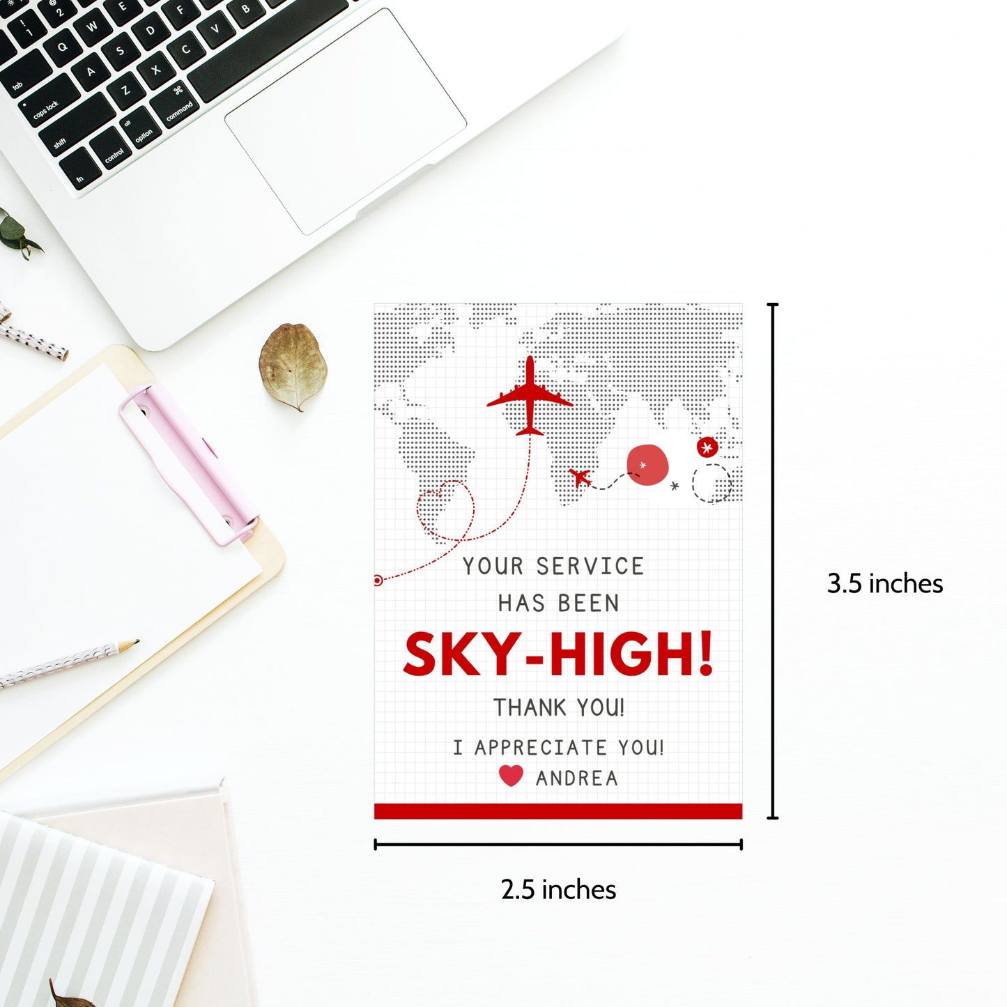 Printable aviation thank you gift tags in red and white minimalist design with airplane illustration, ideal for flight crew appreciation gifts.