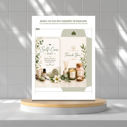 Printable Spa Therapist Tip Envelopes Bundle | 10 Elegant Spa Thank You Money Holders | Massage Therapist Appreciation Gift | Instant Download PDF