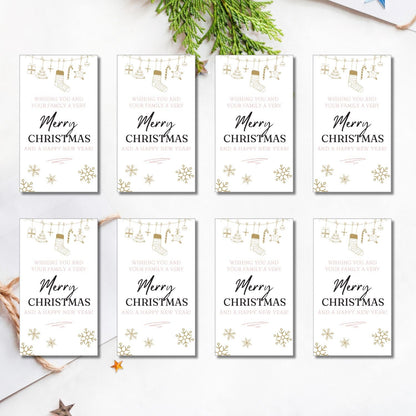 Gold & Rose Gold Minimalist Christmas Gift Tags - Set of 8 Printable Tags for Glamorous and Contemporary Holiday Giving