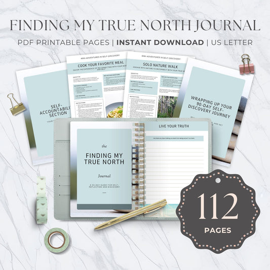 Finding My True North Journal: Inspirational Art Print for Your Journey