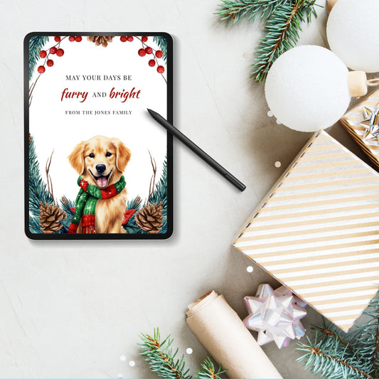 Adorable Dog Theme Editable Christmas Card - Create Personalized Greetings in Canva, Spread Festive Cheer!