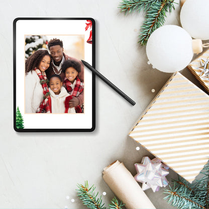 Editable Red Christmas Card - Customizable Canva Template for Personalized Holiday Greetings and Photo Inclusion