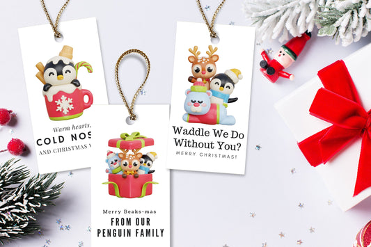 Penguin Tags | Christmas Tags | Gift Tags | Treat Tags | Instant Download | Hang Tags | Penguin - Printable Digital File