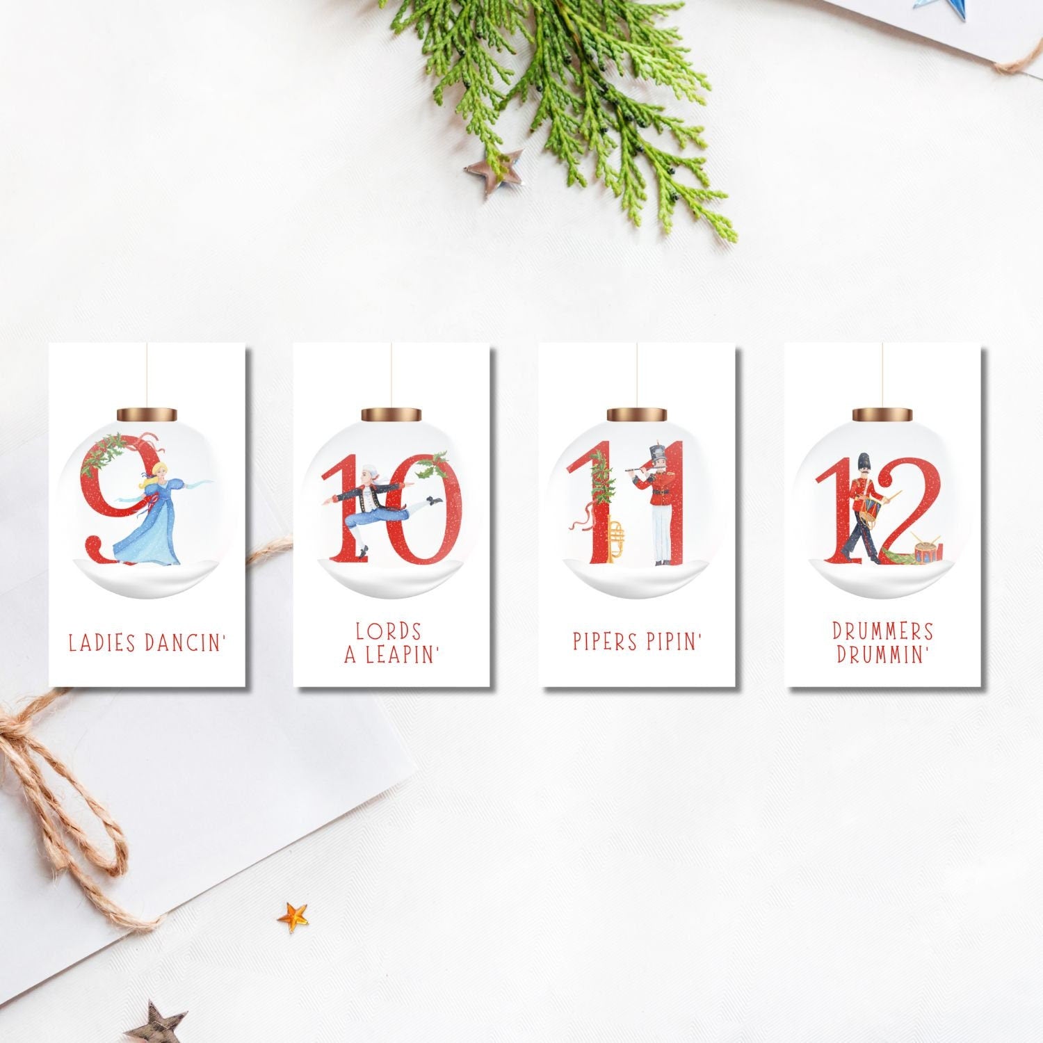 12 Days of Christmas Cards, Twelve Days of Christmas Tags, 12 Days of Christmas, 12 Days of Christmas Printable Gift Tags, Gifts Tags