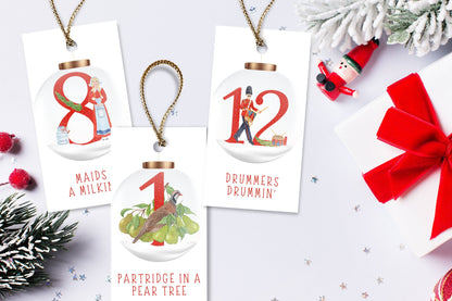 12 Days of Christmas Cards, Twelve Days of Christmas Tags, 12 Days of Christmas, 12 Days of Christmas Printable Gift Tags, Gifts Tags