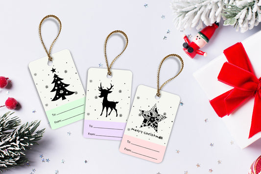 Pastel Color Christmas Gift Tags - Set of 8 Soft and Sweet Holiday Gift Labels