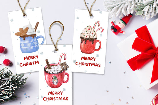 Cozy Hot Cocoa Christmas Gift Tags - Set of 8 Printable Tags for a Warm and Memorable Holiday Season