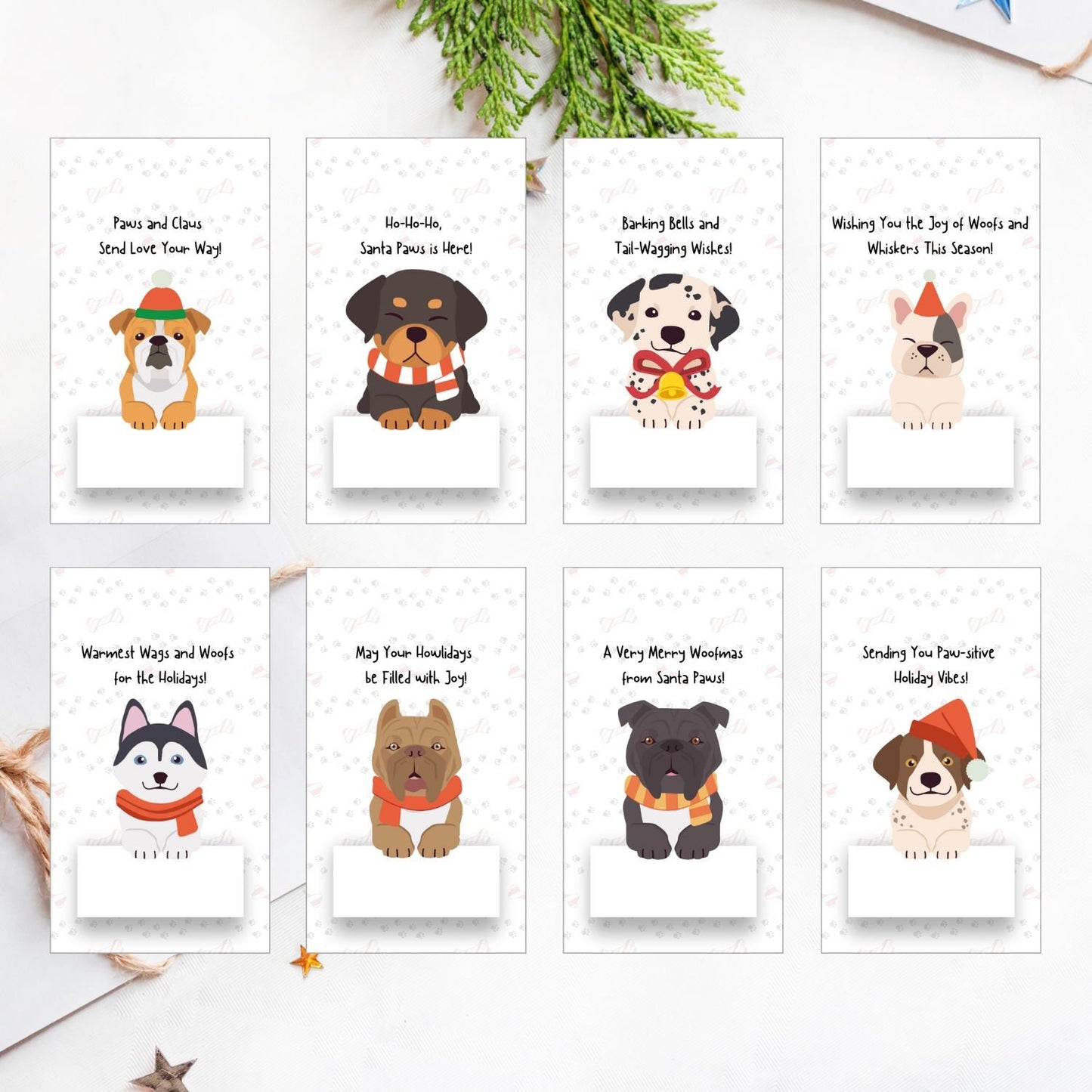 Cute Holiday Dogs Christmas Gift Tags - Set of 16 Festive and Fun Printable Tags for Unforgettable Gift-Giving