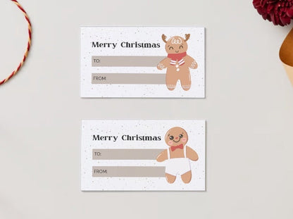 Cute Gingerbread Man Christmas Gift Tags - Set of 10 Printable Tags for Festive Holiday Goodies and Gifts