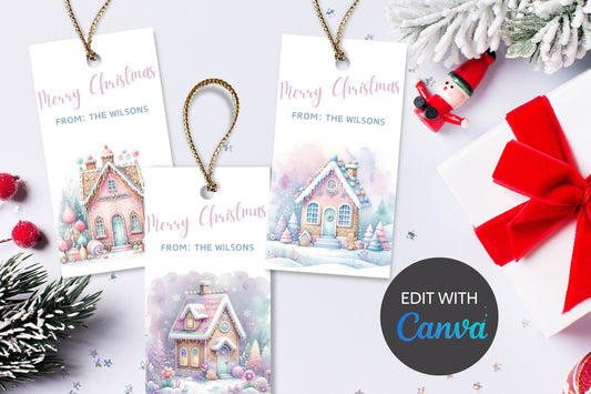 Christmas Tags Neighbor, Printable Pastel Gingerbread Gift Tag, Gingerbread Tag, Pastel Tag, Instant Download