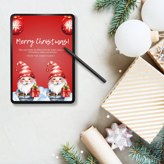 Editable Red Christmas Card - Customizable Canva Template for Personalized Holiday Greetings and Photo Inclusion